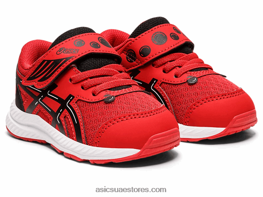 Asics كلاسيك أحمر / أسود تتعامل مع 8 ساحة مدرسة بحجم طفل صغير 2N24DJ4412