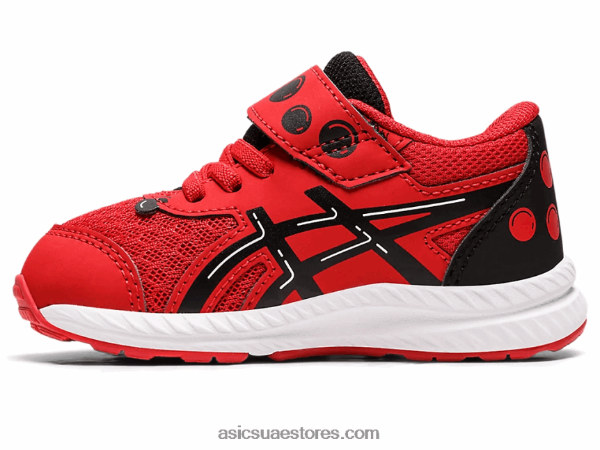 Asics كلاسيك أحمر / أسود تتعامل مع 8 ساحة مدرسة بحجم طفل صغير 2N24DJ4412