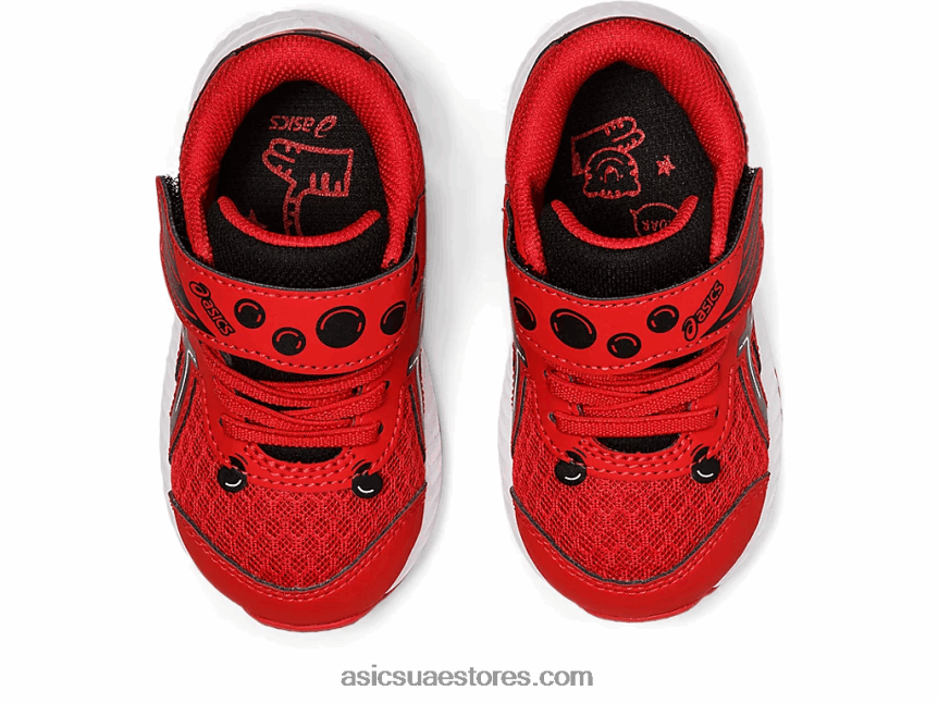 Asics كلاسيك أحمر / أسود تتعامل مع 8 ساحة مدرسة بحجم طفل صغير 2N24DJ4412
